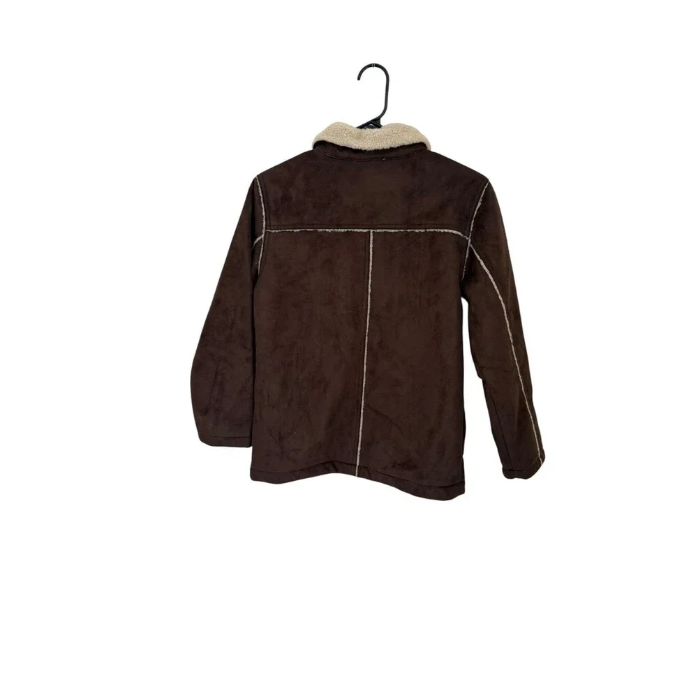 Gymboree L 10-12 Faux Suede Sherpa Collar Winter Jacket Brown Coat